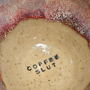 Cappuccino Cup Personalised Rude Funny Swearing handmade in Spotty Stoneware