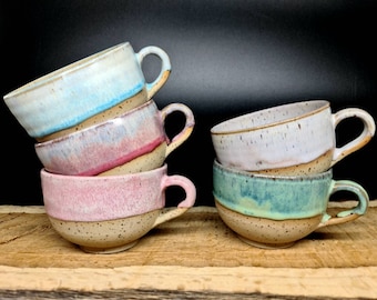 Handmade Cappuccino Cup made in spotty Stoneware.