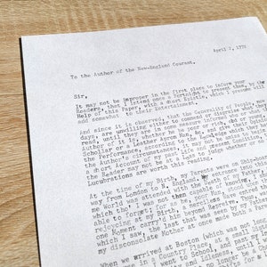 White Granite Paper, Custom Typewritten Note / Letter