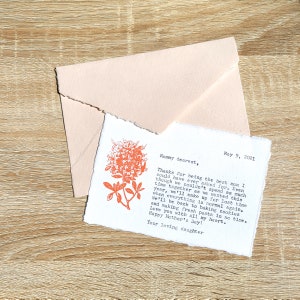 Handmade Cotton Paper & Cotton Envelope, Custom Typewritten Note