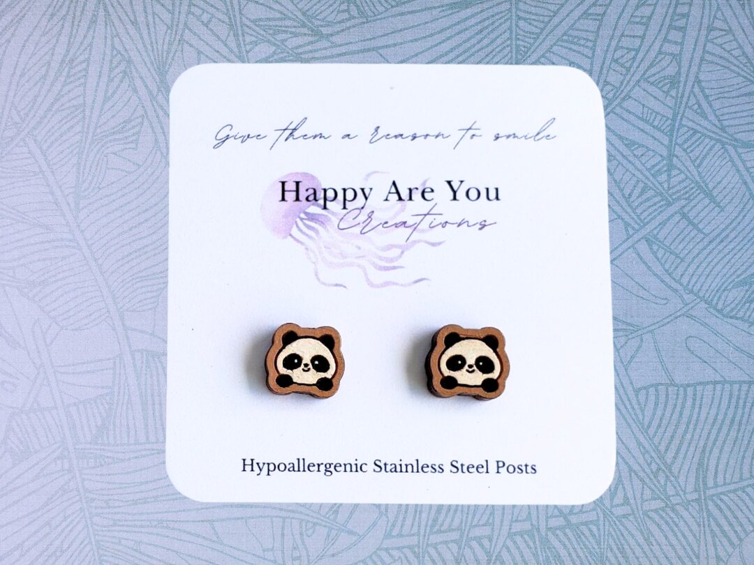 Panda Stud Earrings, Stud Earrings, Cute Earrings, Panda Earrings, Animal Stud Earrings, Kids