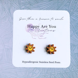 Sun Stud Earrings, Stud Earrings, Cute Earrings, Sun Earrings, Kids Earrings, Fun Earrings, Gift for Her, Gift for Women,  Christmas Gift