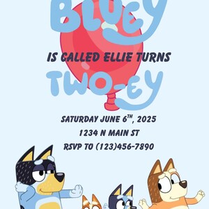 Blue Birthday Invite, digital invation