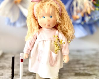 14 inch waldorf doll,Surprise outfit gift, organic doll,homemade,art textile,cloth baby