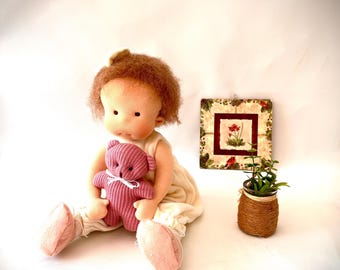 Handmade Waldorf Doll,Surprise gift clothing, Organic Cotton & Wool Plush Toy, Eco-Friendly Gift