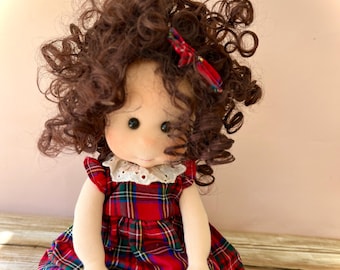 Handmade Waldorf Doll: Organic Cotton Pink Dress, Two clothing