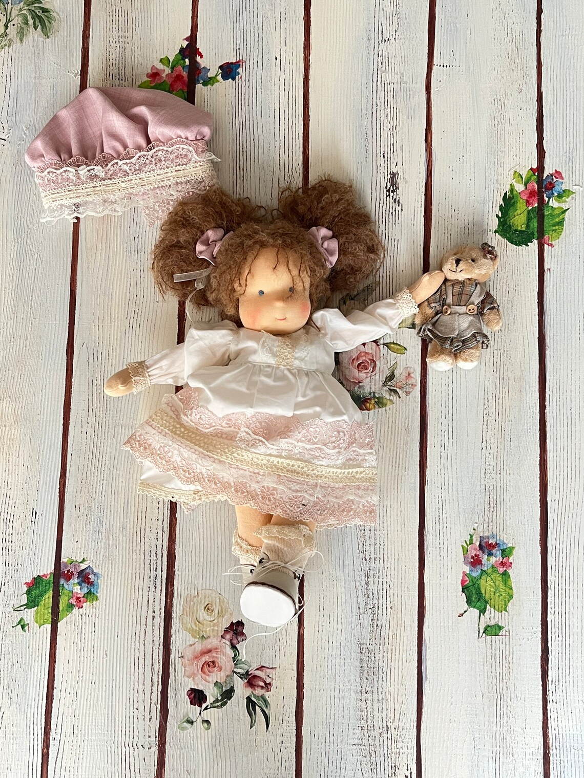 14 Inch Waldorf Doll,homemade,art Textile,cloth Baby