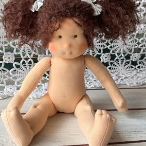 14-Inch Waldorf inspiration Doll Can Sit and Stand - Handmade Organic Cotton Doll in Raw Form - Eco-Friendly andSafe Toy for Kids