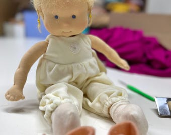Handmade Waldorf Doll: Organic Cotton & Wool Plush Toy, Eco-Friendly Gift