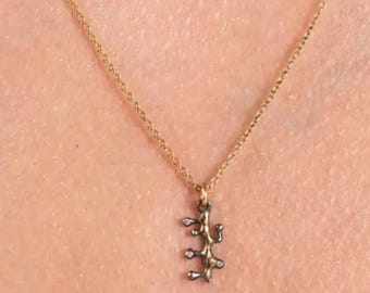 Amorphous Branch Necklace in 18k Solid Gold: Brown Diamond Nature-Inspired Necklace, Asymmetrical Jewelry
