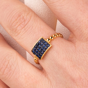 14K Solid Gold Sapphire Rings for women, Real Gold Sapphire Rings, Dainty Jewelry Ring, Unique Gold Ring, Minimalist Rings, valentines day
