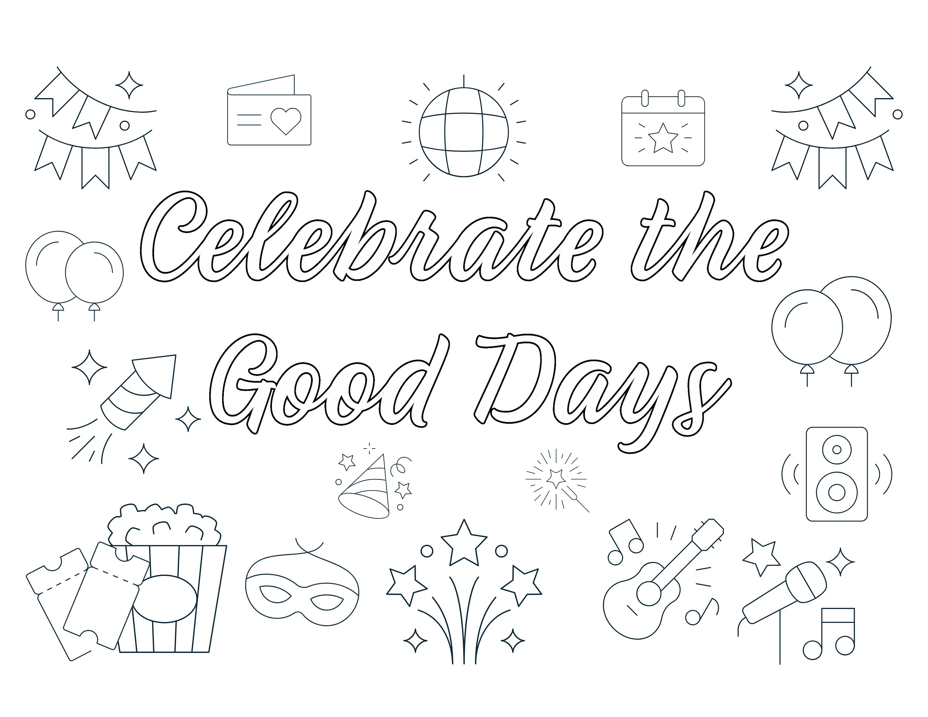 Coloring Page Celebrate the Good Days | Etsy