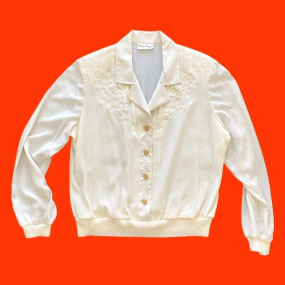 1980s Silk Sweater Button Blouse - Size Medium - image 3