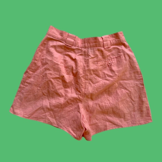 1990s Pink Linen Pleated Shorts - image 4