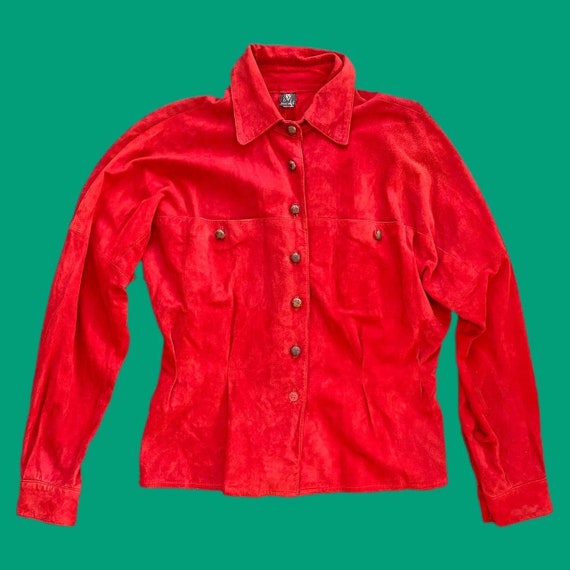 1970s Anne Klein Red Suede Jacket - image 1