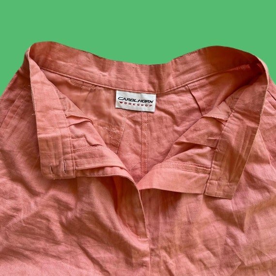 1990s Pink Linen Pleated Shorts - image 3
