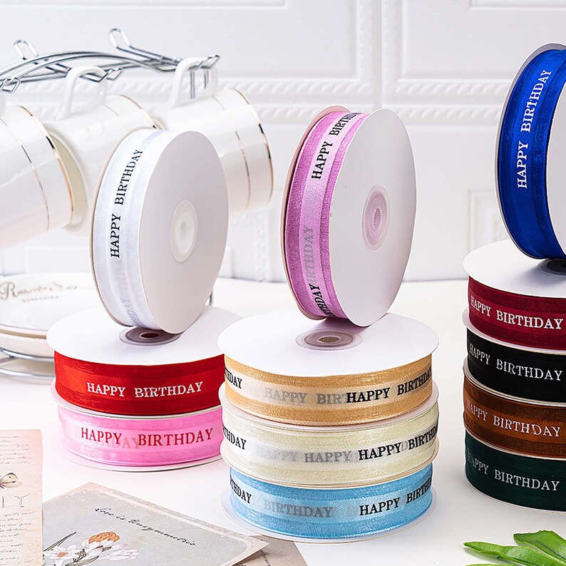 Happy Birthday Cake Box Ribbon Butterfly Tie DIY Gift Flowers Etsy