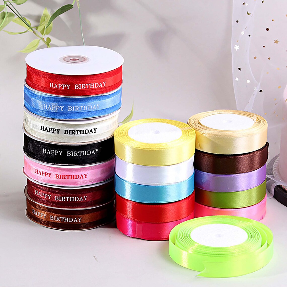 Happy Birthday Cake Box Ribbon Butterfly Tie DIY Gift Flowers Etsy