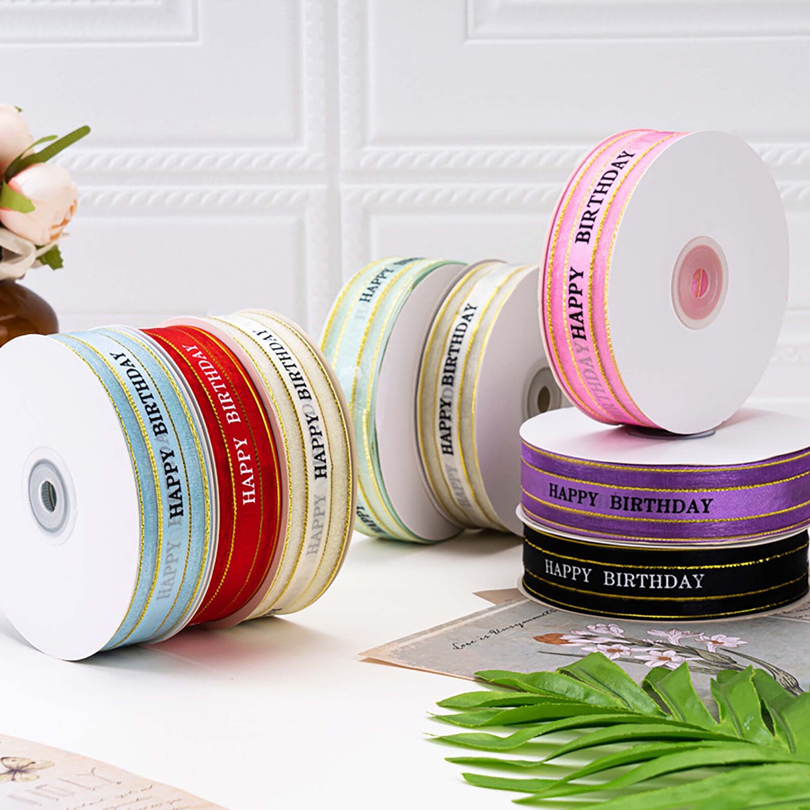 Happy Birthday Cake Box Ribbon Butterfly Tie DIY Gift Flowers Etsy