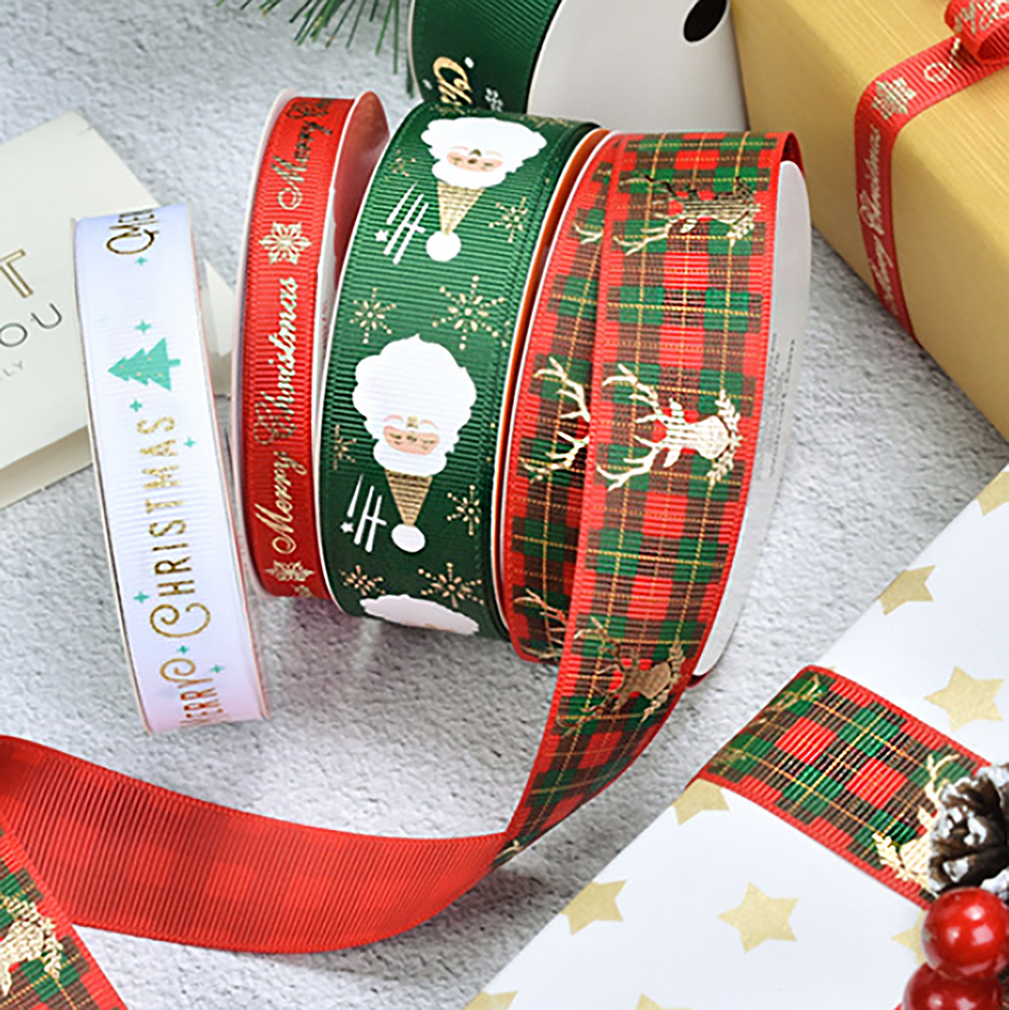 Santa Ribbon 100 Yards Gift Wrapping Ribbon Reindeer Tree  Etsy