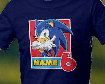 Personalized children&#39;s T-shirt inspired by Sonic, school child with name, children&#39;s shirt with desired name