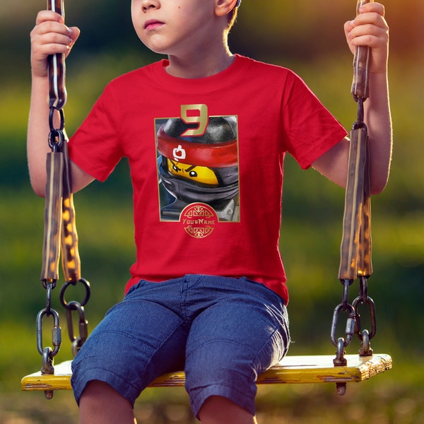 Personalisierte Kinder T-Shirt inspiriert by Ninja - Kai, Schulkind mit Namen, Kinder Shirt mit Wunschname