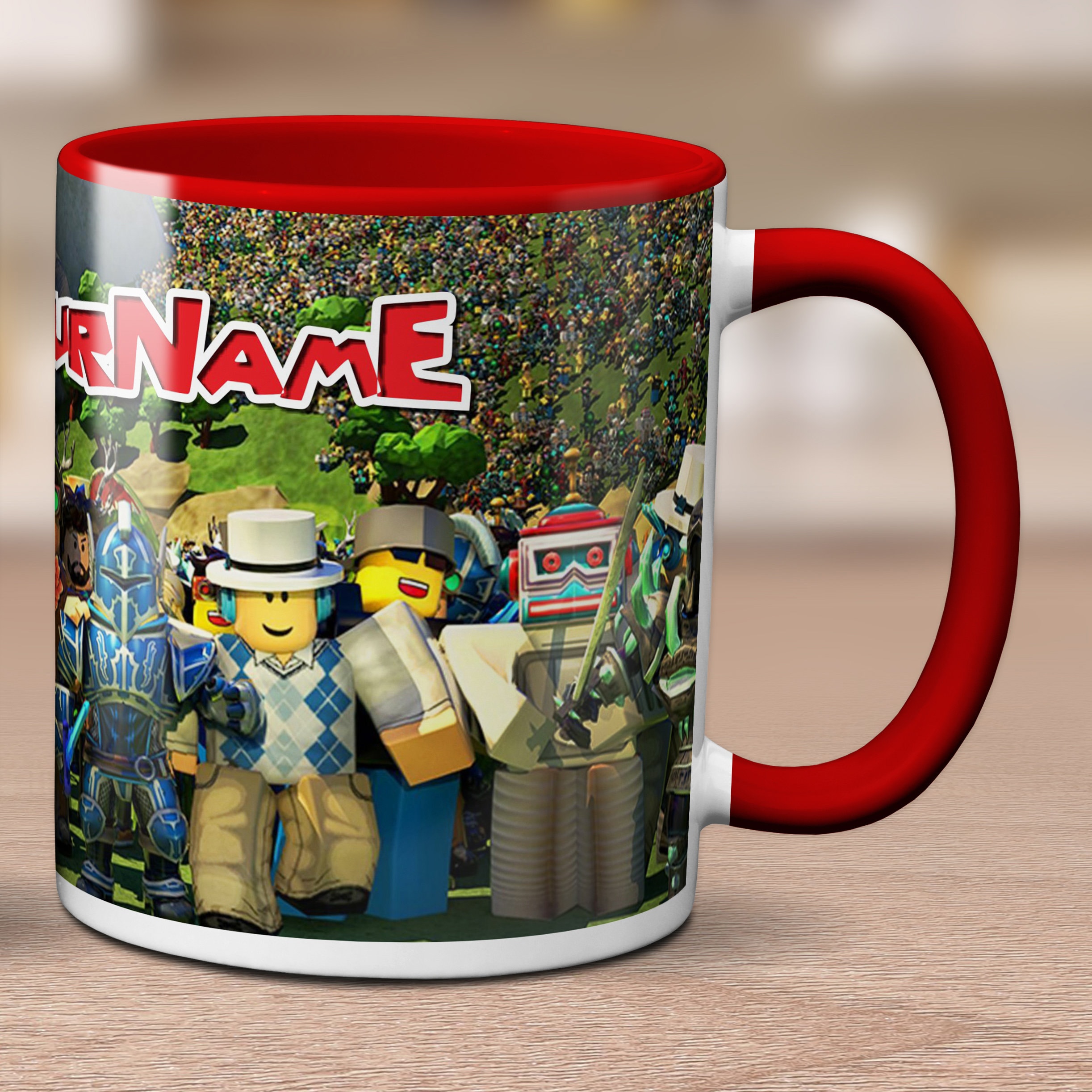 Mug Personnalisé Pour Les Fans de Roblox | Personnalisez La Tasse Jeu avec Couleur à L'intérieur. V0