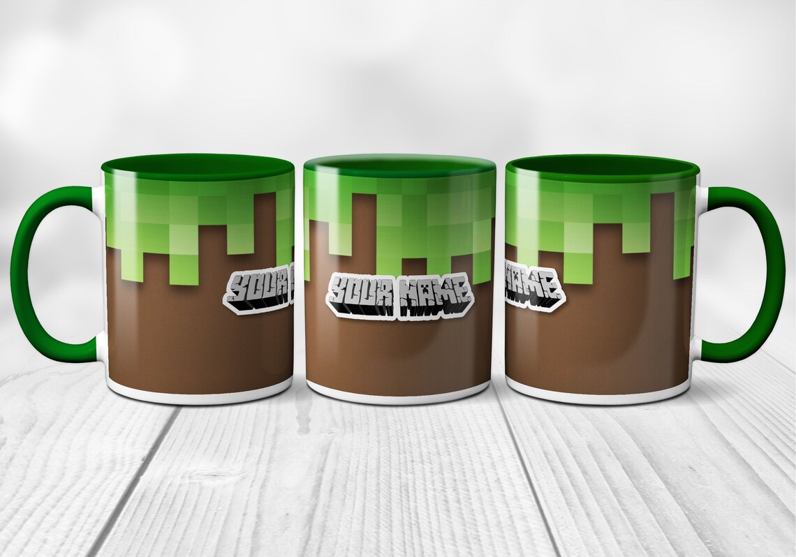 Custom mug for Minecraft fans. Personalize the game cup with Etsy