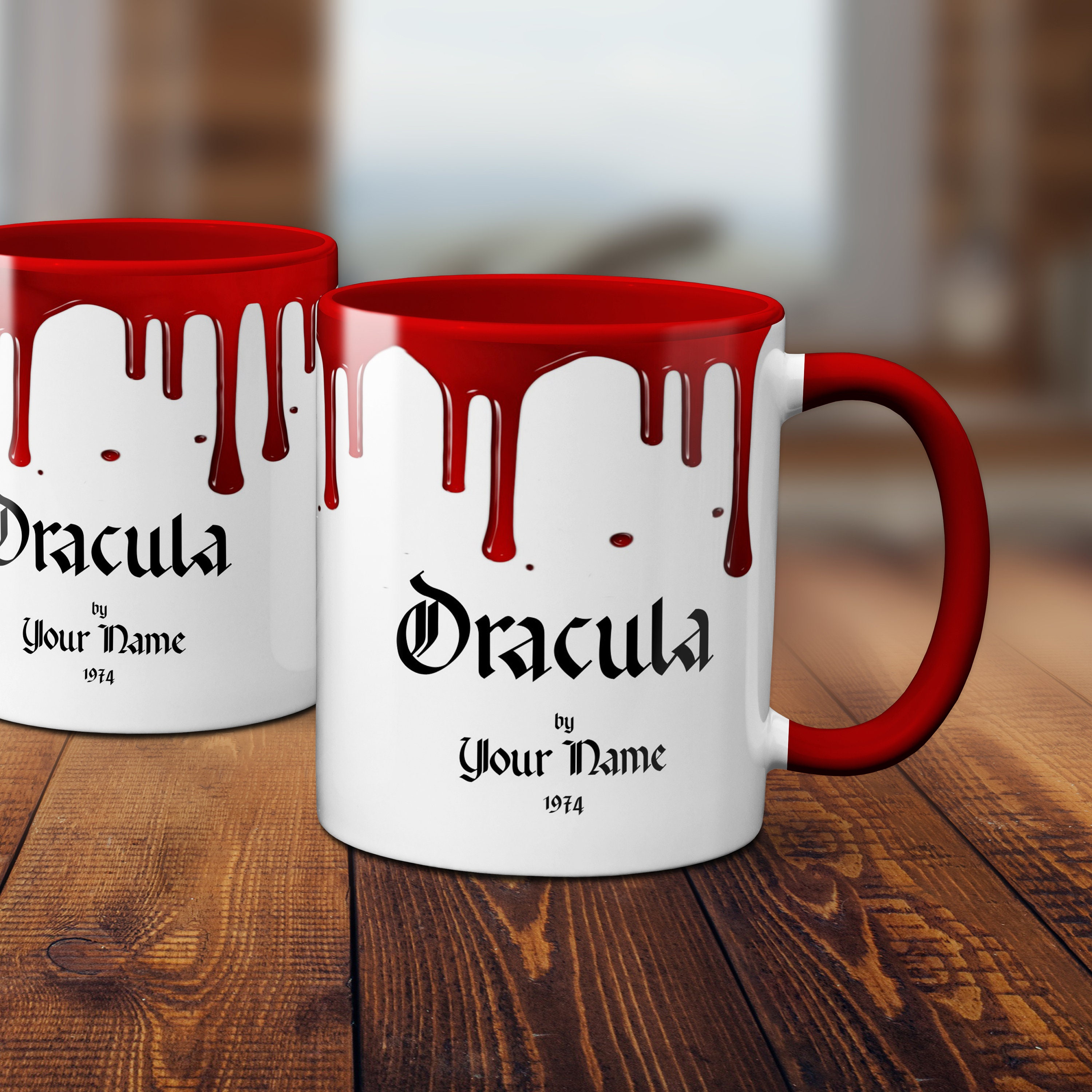 Mug Personnalisé Pour Les Fans de Dracula | Personnalisez La Tasse Jeu avec Couleur à L'intérieur. V