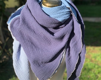 Muslin scarf, three-color, XXL, cotton scarf, neckerchief