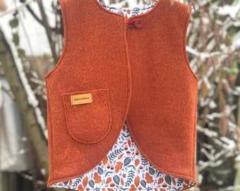 Chaleco de fieltro de lana, chaleco de lana 100% lana virgen, chaleco de invierno, tallas 80, 104 y 140