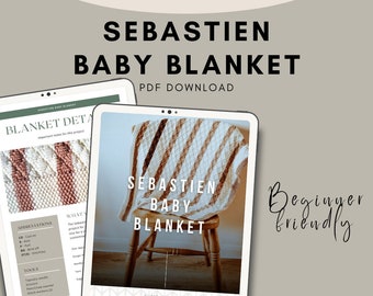 KNITTING PATTERN - Sebastian Baby Blanket, Baby Blanket Knit Pattern, Beginner Knitting Pattern, Easy Knit Pattern, Knitted Blanket