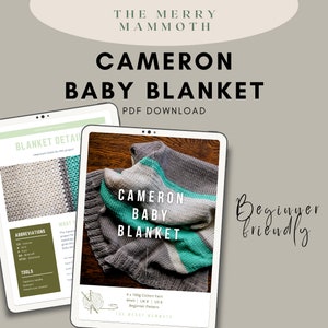 Beginner Knitting Pattern - Knit Baby Blanket, Classic Knitting Pattern, Baby Blanket Pattern, Easy Knit Pattern - Cameron Baby Blanket