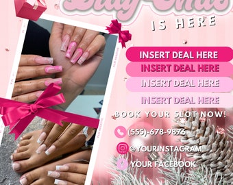 Holiday Christmas Book Now Calendar Flyer | Booking Hair Lash Nail Beauty Makeup Social Media Instagram Editable Canva Template