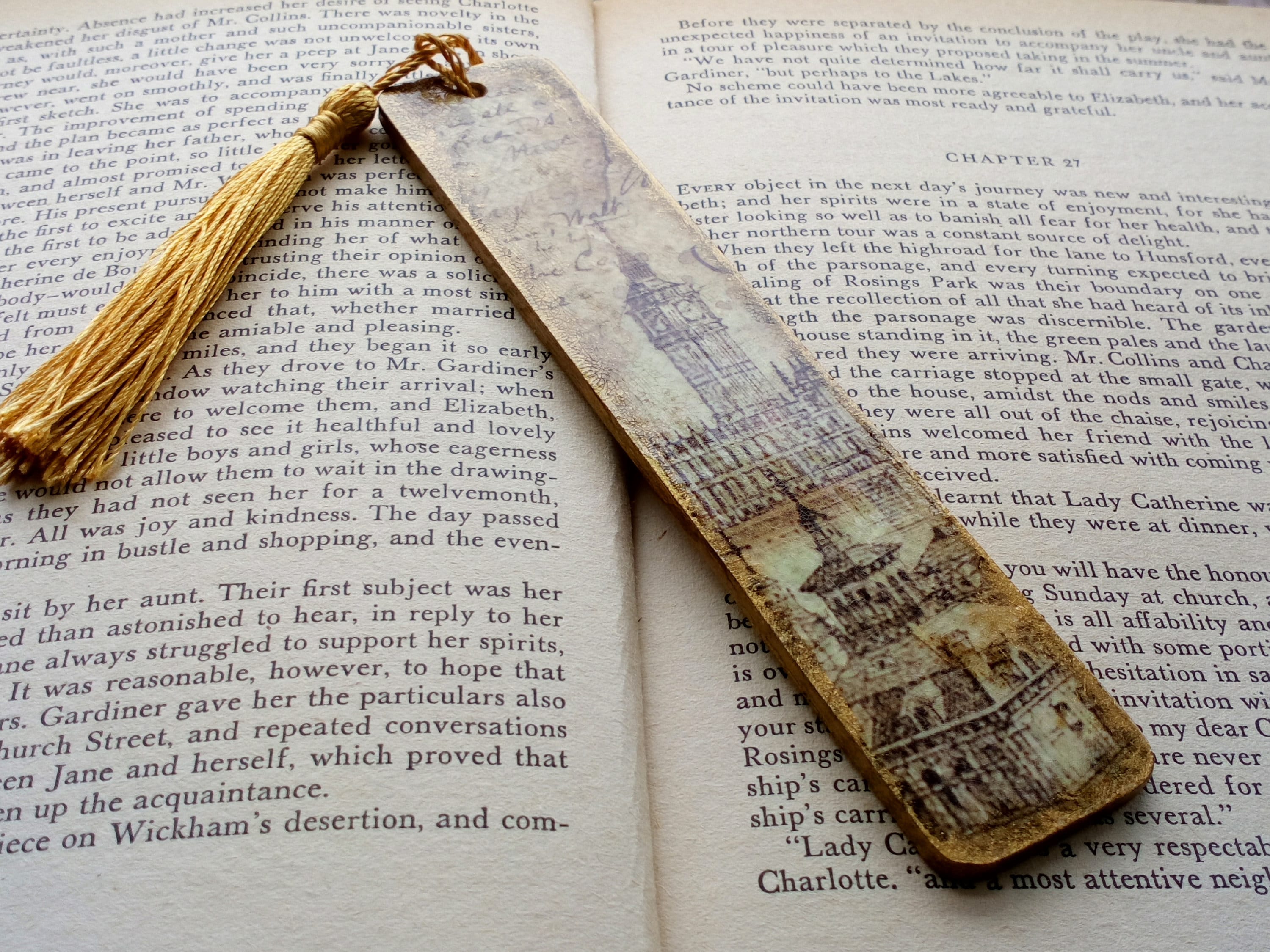 Bookmark Wooden Decoupage Small Gift Woodmark With Tassel Etsy UK
