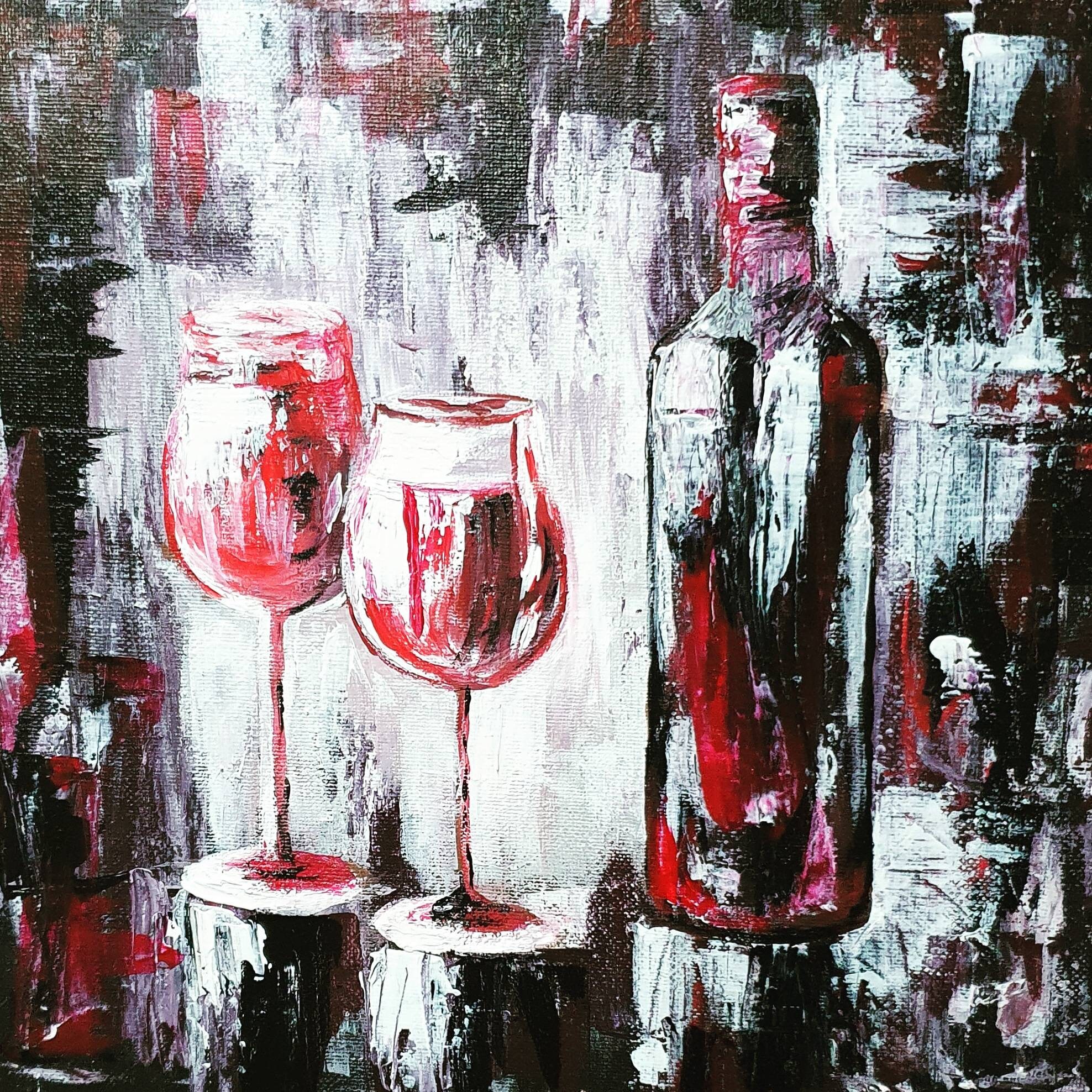 Red Wine Bottle Canvas Acrylic Painting Wall Decor Living Room Etsy