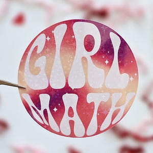 Pegatina de matemáticas para niña / Bonita y moderna calcomanía de vinilo holográfica / Perfecta para portátiles, botellas de agua, fundas de teléfono y más