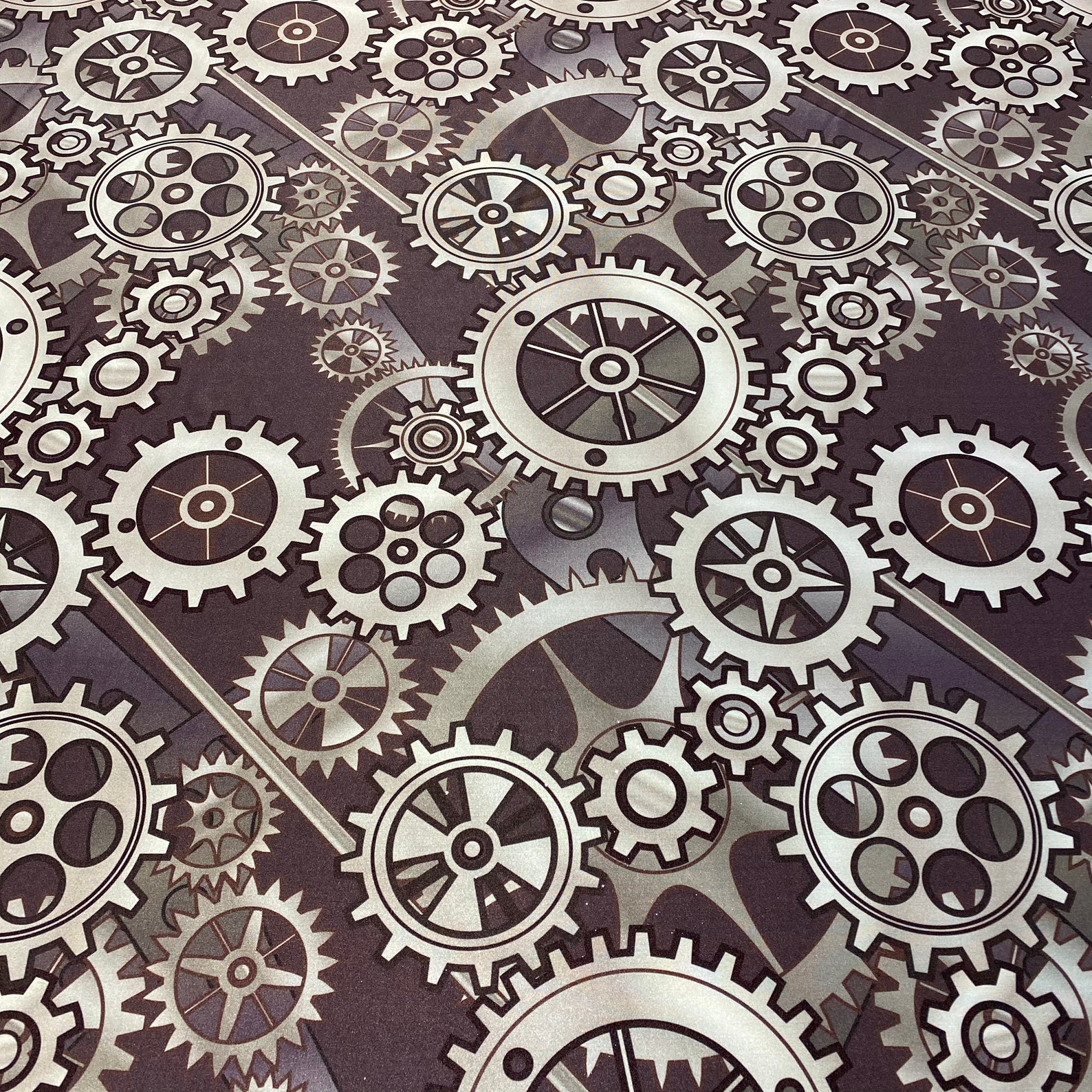 Gray Gear Custom Print Stretch Fabric Etsy