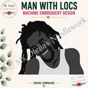 Man with Locs Embroidery Design | Afrocentric Machine Stitch