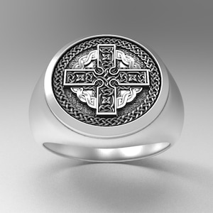 Slavic Ornaments Cross,Celtic Knot Cross Ring,925 Sterling Silver,Sacred Symbol Ring,Viking Pagan,Talisman Amulet,Christian Ring gift