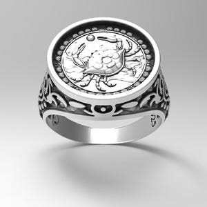 Cancer Zodiac Ring 925 Sterling Silver A Detailed and Stylish Souvenir Unisex Zodiac Accessory