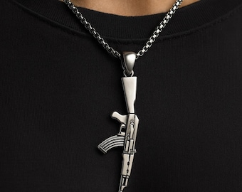 Handmade AK47 Sterling Silver Necklace: Tactical Military Jewelry