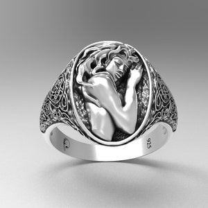 Lover&#39;s Passion Ring, romantischer Sleeping Lover Design, Einzigartiges Geschenk für Sie, Symbol der Liebe und Freiheit, 925 Silber