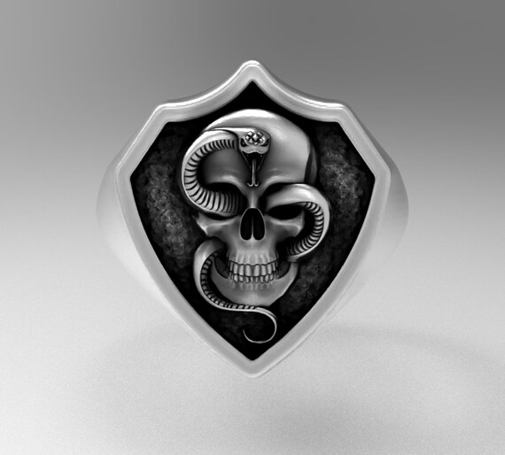 Anello da motociclista in argento Sterling 925, con teschio Anello da motociclista in argento Sterling 925, con teschio