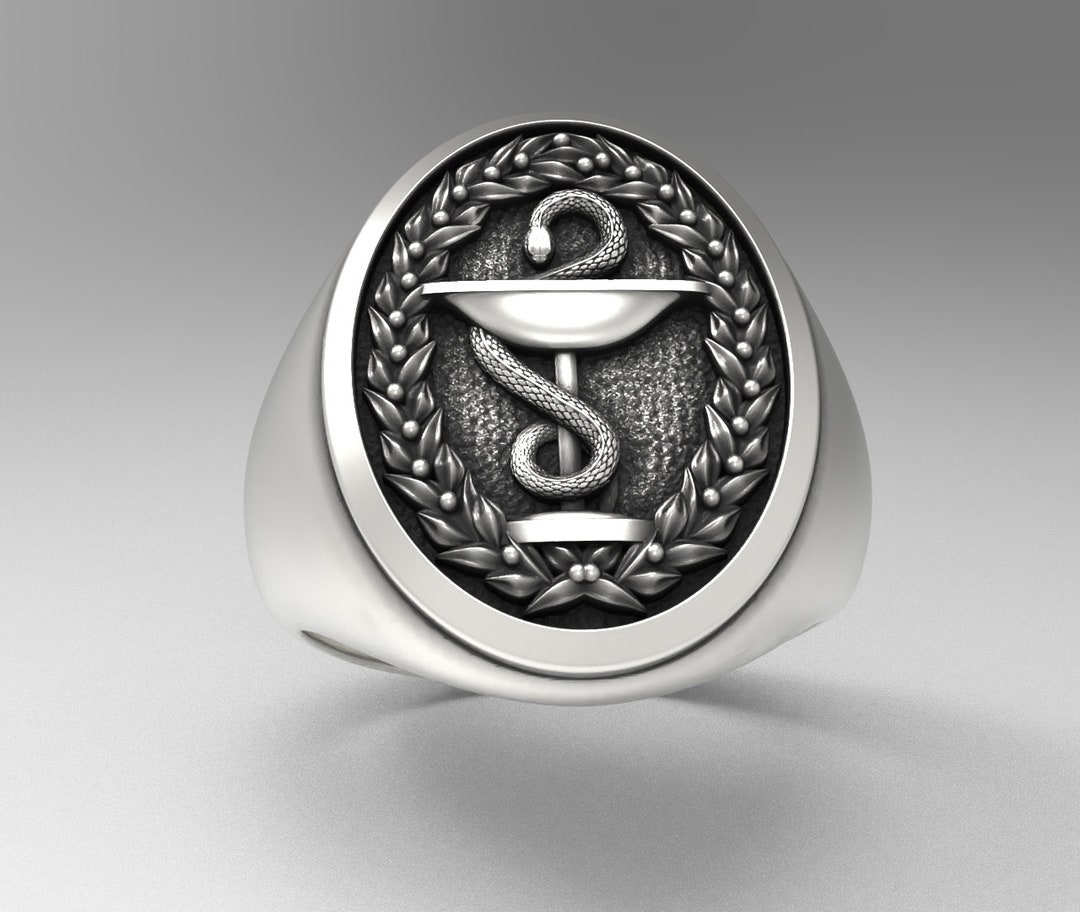 Medical Symbol Snake,nurse Doctor Sterling Silver 925 Ring