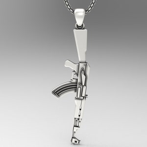 Handmade AK47 Sterling Silver Necklace: Tactical Military Jewelry