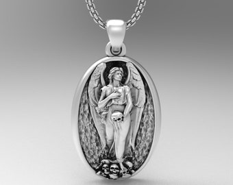 Engel des Todes, Sterling Silber Anhänger, handgefertigter Schmuck, Halskette