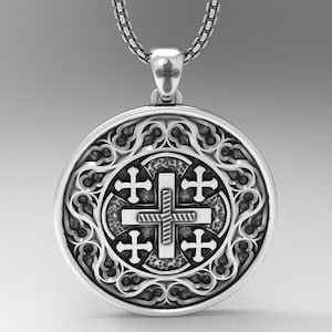 Sterling Silver Jerusalem Cross Necklace: Christian Jewelry Gift