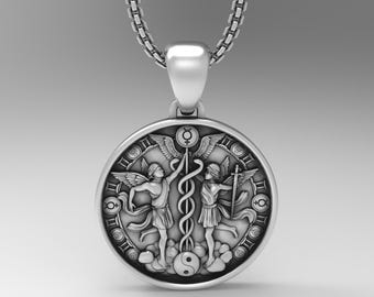 Gemini Sign Necklace, Medallion 925 Sterling Silver, A Detailed and Stylish Souvenir, Unisex Horoscope Accessory