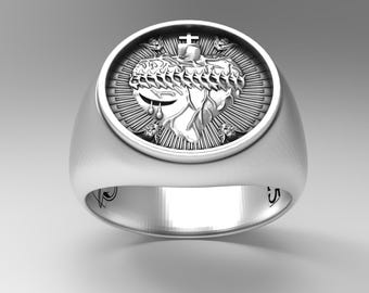 Sacred Heart of Jesus Ring: Handmade 925 Sterling Silver Catholic Jewelry